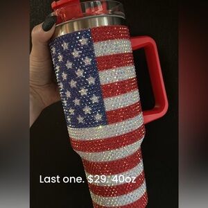 Rhinestone American Flag Tumbler